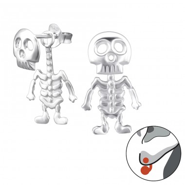 Skeleton - 925 Sterling Silver Double-sided Ear Studs A4S24278