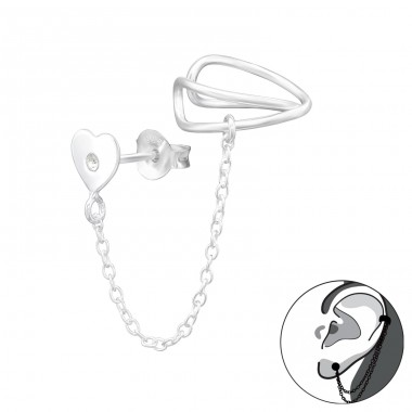 Herz mit Kette - Schmuck Silber 925 Doppelseitige Ohrringe A4S43823