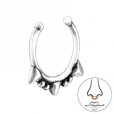 Crown - 925 Sterling Silver Nose Silver Piercing A4S28389