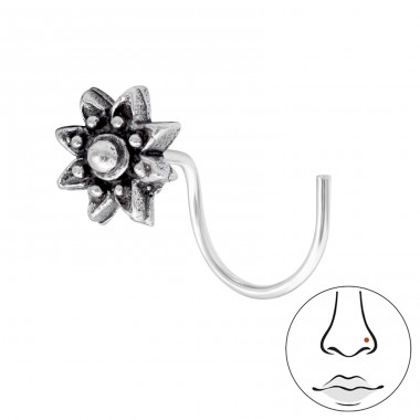 Oxidierte Blume - Schmuck Silber 925 Nasenpiercing A4S42490