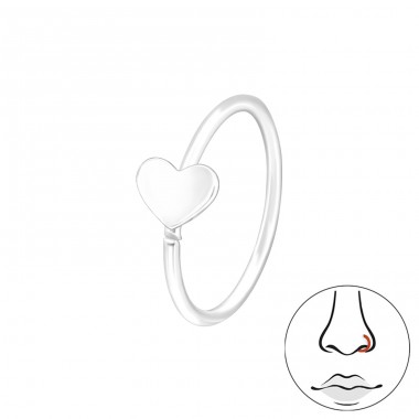 Heart - 925 Sterling Silver Nose Silver Piercing A4S43009