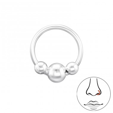 Septum 3mm Nasenpiercing mit Kugeln - Schmuck Silber 925 Nasenpiercing A4S46391