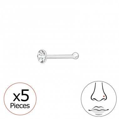 5 pcs Round - 925 Sterling Silver Nose Silver Piercing A4S48036