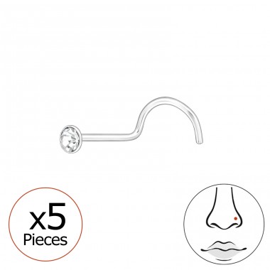 5 Stk. Runden Nase Piercing - 925Er Silber Nasenpiercing Silber A4S48037