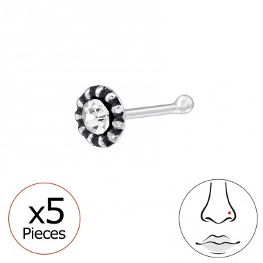 5 pcs Round Disc - 925 Sterling Silver Nose Silver Piercing A4S48062