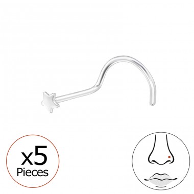 5 pcs Star - 925 Sterling Silver Nose Silver Piercing A4S48073