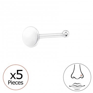 5 pcs Round Disc - 925 Sterling Silver Nose Silver Piercing A4S48076