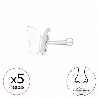 5 pcs Butterfly - 925 Sterling Silver Nose Silver Piercing A4S48082