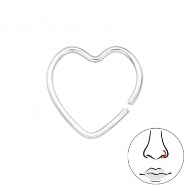 Heart - 925 Sterling Silver Nose Silver Piercing A4S48087