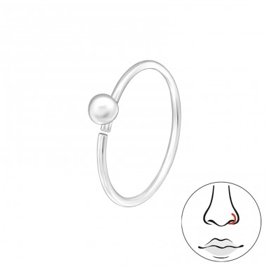 2mm Ball 10mm Hoop - 925 Sterling Silver Nose Silver Piercing A4S48088