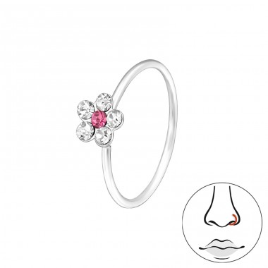 Flower - 925 Sterling Silver Nose Silver Piercing A4S48090