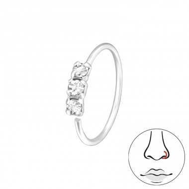 Connected Square - 925 Sterling Silver Nose Silver Piercing A4S48092