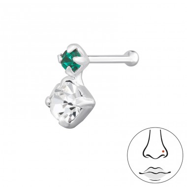 Piercing with Crystals - 925 Sterling Silver Nose Silver Piercing A4S49168