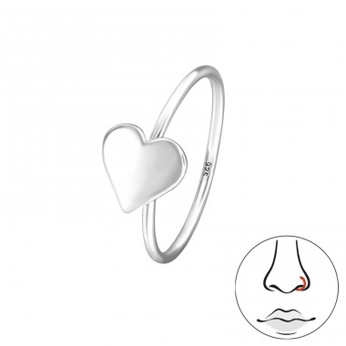 Heart - 925 Sterling Silver Nose Silver Piercing A4S49253