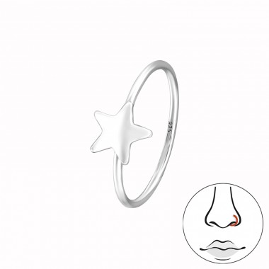 Star - 925 Sterling Silver Nose Silver Piercing A4S49254