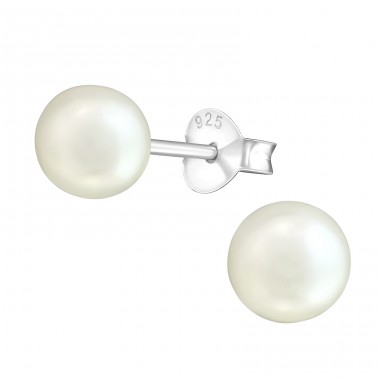 Round - 925 Sterling Silver Ear Studs with Pearls A4S15832