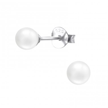 Round - 925 Sterling Silver Ear Studs with Pearls A4S17953