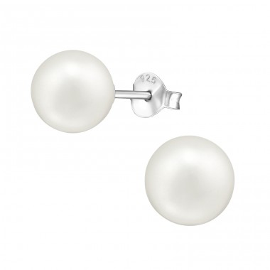 Round - 925 Sterling Silver Ear Studs with Pearls A4S17954