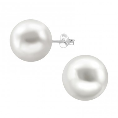 Round - 925 Sterling Silver Ear Studs with Pearls A4S21879