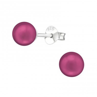 Synthetic 6mm - 925 Sterling Silver Ear Studs with Pearls A4S31183