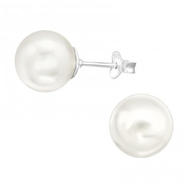 10mm synthetic pearl - 925 Sterling Silver Ear Studs With Pearls A4S42439