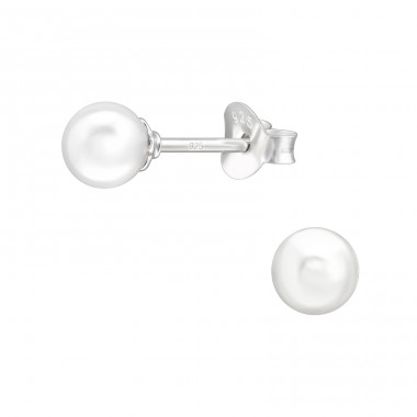 5mm Round - 925 Sterling Silver Ear Studs with Pearls A4S43799