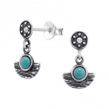 Geometrical Ear Studs - 925 Sterling Silver Ear Studs With Pearls A4S46892