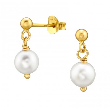 3mm Ball with Pearl - 925 Sterling Silver Ear Studs With Pearls A4S47448