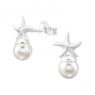 Starfish with Pearls - 925 Sterling Silver Ear Studs With Pearls A4S47716