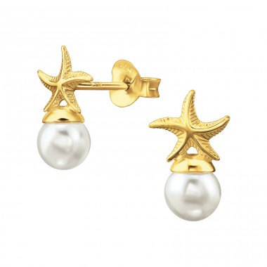 Starfish with Pearls - 925 Sterling Silver Ear Studs With Pearls A4S47717