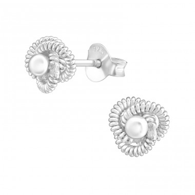 Twirl - 925 Sterling Silver Plain Ear Studs A4S11260