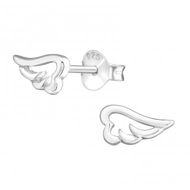 Wing - 925 Sterling Silver Plain Ear Studs A4S16546