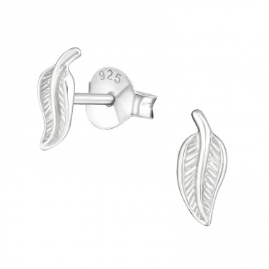 Leave - 925 Sterling Silver Plain Ear Studs A4S17006