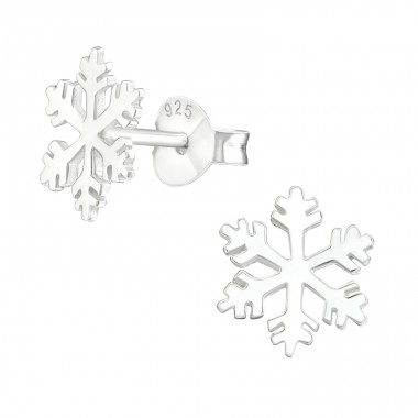 Snowflake - 925 Sterling Silver Plain Ear Studs A4S19325