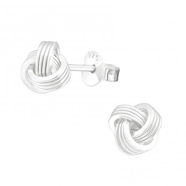 Knot - 925 Sterling Silver Plain Ear Studs A4S19977