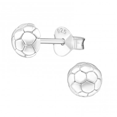 Football - 925 Sterling Silver Plain Ear Studs A4S20567