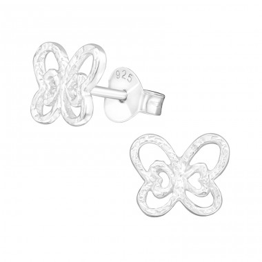 Butterfly - 925 Sterling Silver Plain Ear Studs A4S20810