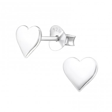 Heart - 925 Sterling Silver Plain Ear Studs A4S20838