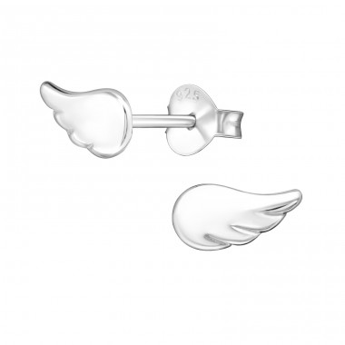 Wing - 925 Sterling Silver Plain Ear Studs A4S21393