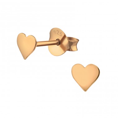 Heart - 925 Sterling Silver Plain Ear Studs A4S22216