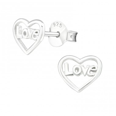 Love Heart - 925 Sterling Silver Plain Ear Studs A4S22293