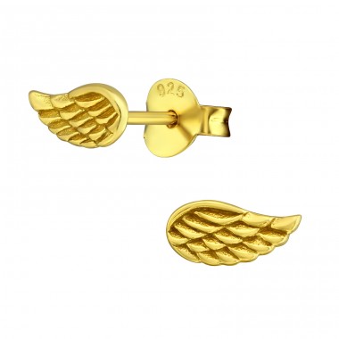 Wing - 925 Sterling Silver Plain Ear Studs A4S22337