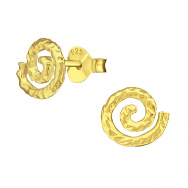 Golden Spiral - 925 Sterling Silver Plain Ear Studs A4S22421