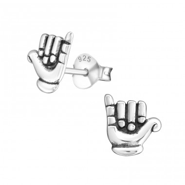 Hand - 925 Sterling Silver Plain Ear Studs A4S23227