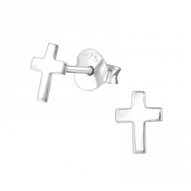 Cross - 925 Sterling Silver Plain Ear Studs A4S23489