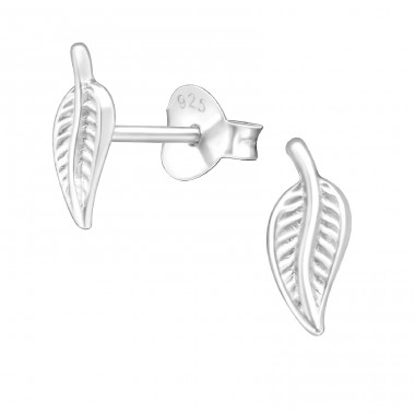 Leaf - 925 Sterling Silver Plain Ear Studs A4S26072