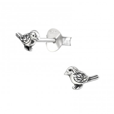 Bird - 925 Sterling Silver Plain Ear Studs A4S26749