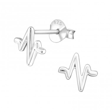 Heartbeat - 925 Sterling Silver Plain Ear Studs A4S27002