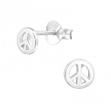 Peace - 925 Sterling Silver Plain Ear Studs A4S27008