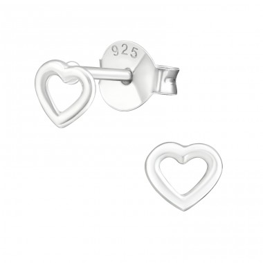 Heart - 925 Sterling Silver Plain Ear Studs A4S29101